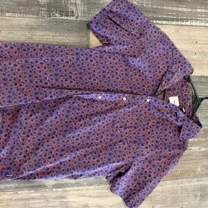 Men's Purple Patterned Short Sleeve Dress Shirt